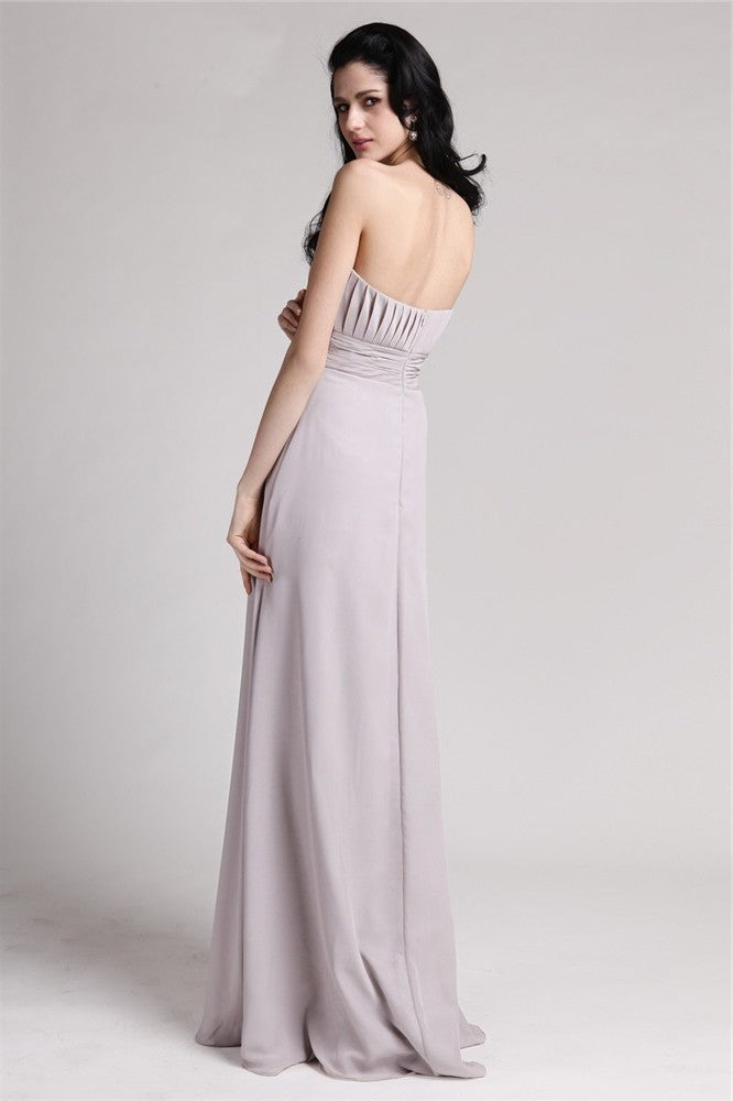 Sheath/Column Strapless Sleeveless Beading Pleats Chiffon Mother of the Bride Dresses DFP0007447