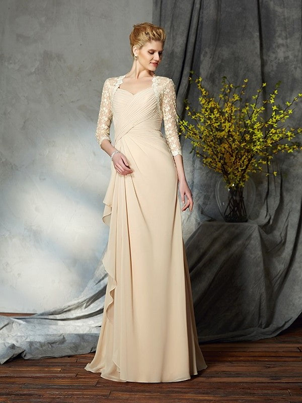 A-Line/Princess Sweetheart Lace 3/4 Sleeves Long Chiffon Mother of the Bride Dresses DFP0007175