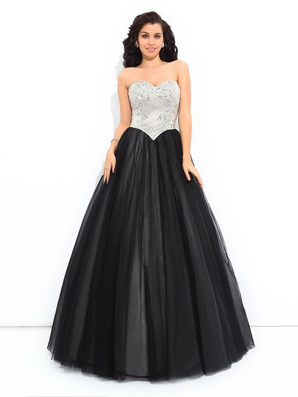 Ball Gown Sweetheart Paillette Sleeveless Long Net Quinceanera Dresses DFP0002917