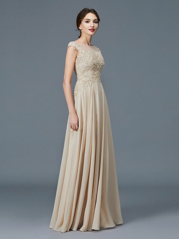 A-Line/Princess Scoop Sleeveless Ruffles Chiffon Floor-Length Mother of the Bride Dresses DFP0007103