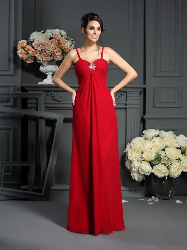 A-Line/Princess Spaghetti Straps Beading Sleeveless Long Chiffon Mother of the Bride Dresses DFP0007336