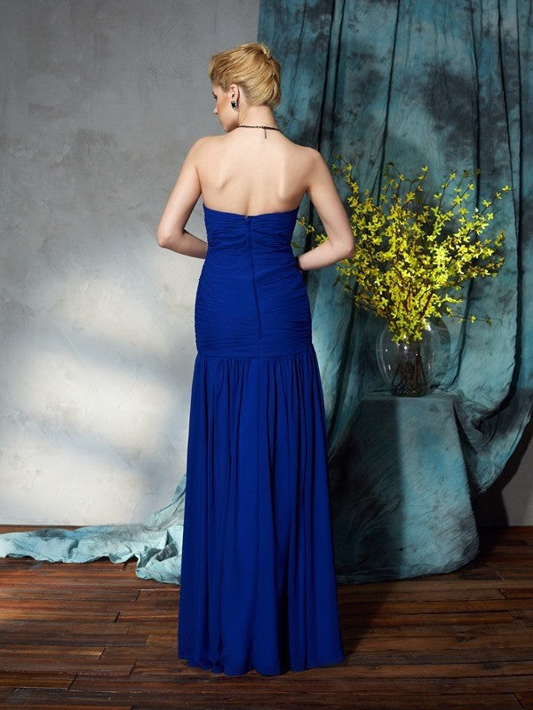 Sheath/Column Sweetheart Pleats Sleeveless Long Chiffon Mother of the Bride Dresses DFP0007429