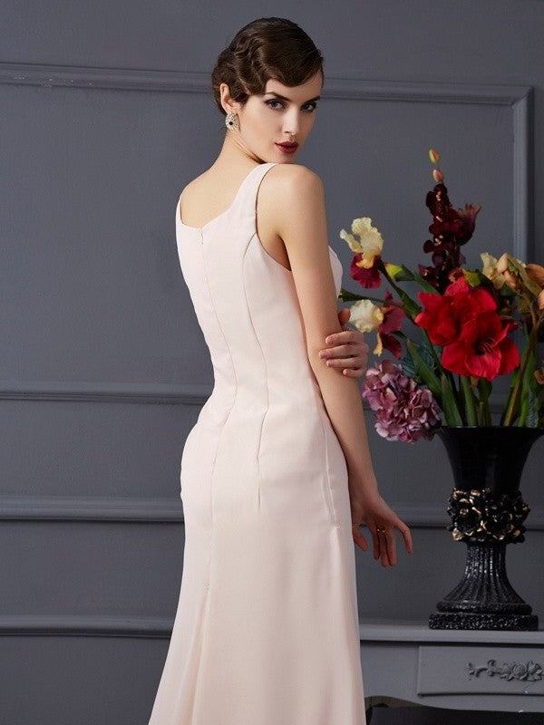 Sheath/Column Square Sleeveless Long Chiffon Mother of the Bride Dresses DFP0007276