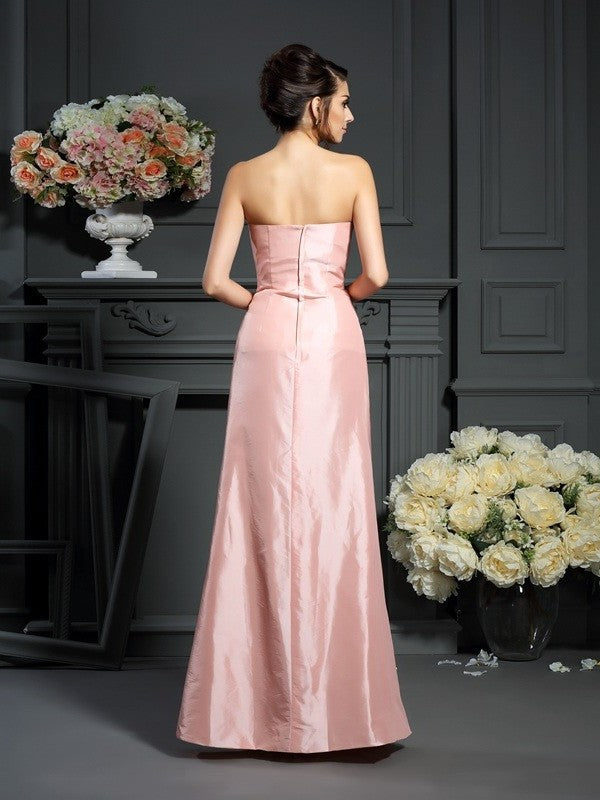 A-Line/Princess Strapless Pleats Sleeveless Long Taffeta Mother of the Bride Dresses DFP0007370