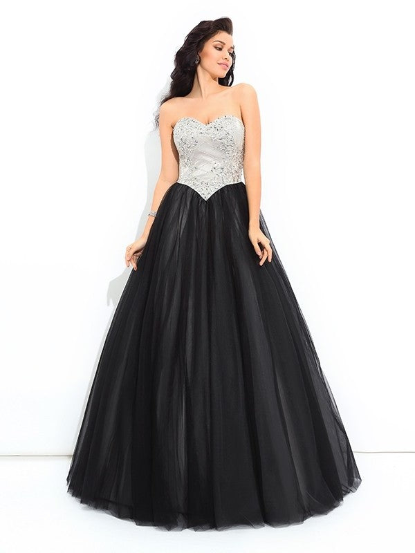 Ball Gown Sweetheart Paillette Sleeveless Long Net Quinceanera Dresses DFP0002917