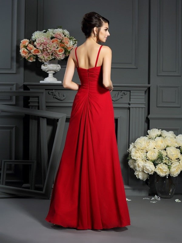 A-Line/Princess Spaghetti Straps Beading Sleeveless Long Chiffon Mother of the Bride Dresses DFP0007336