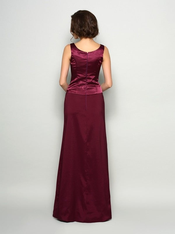 A-Line/Princess Square Sleeveless Long Elastic Woven Satin Mother of the Bride Dresses DFP0007442