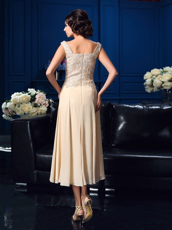 A-Line/Princess Square Applique Sleeveless Short Chiffon Mother of the Bride Dresses DFP0007279