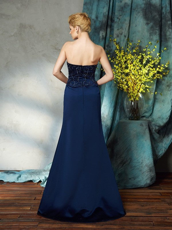 Sheath/Column Sweetheart Sequin Sleeveless Long Satin Mother of the Bride Dresses DFP0007388