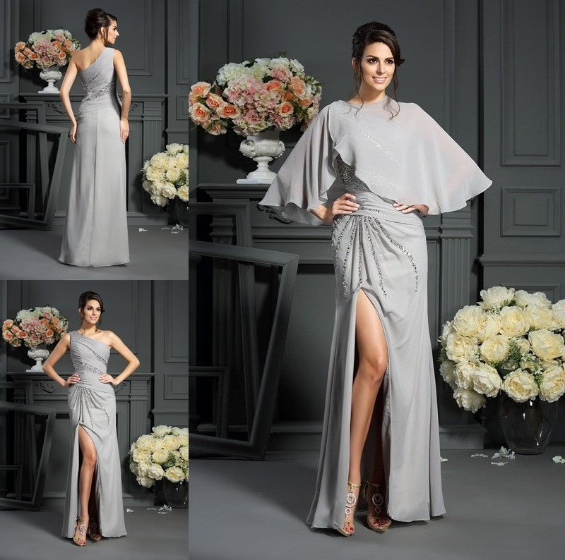 Trumpet/Mermaid One-Shoulder Beading Sleeveless Long Chiffon Mother of the Bride Dresses DFP0007248