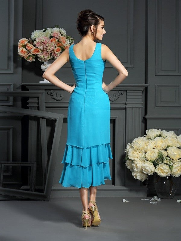 A-Line/Princess Scoop Sleeveless Short Chiffon Mother of the Bride Dresses DFP0007304