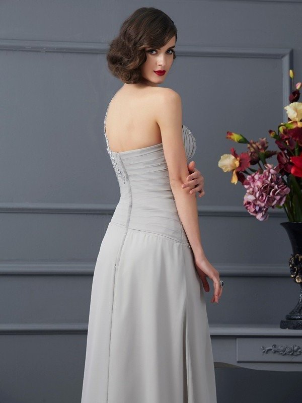 A-Line/Princess One-Shoulder Sleeveless Beading Long Chiffon Mother of the Bride Dresses DFP0007167