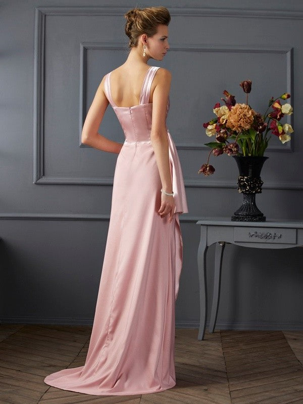 Sheath/Column Straps Sleeveless Long Elastic Woven Satin Mother of the Bride Dresses DFP0007364