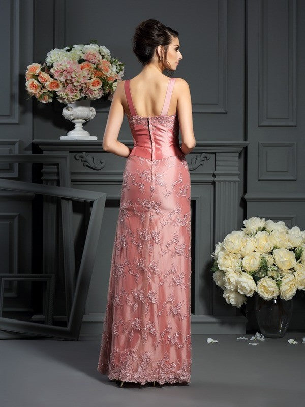 A-Line/Princess Straps Lace Sleeveless Long Taffeta Mother of the Bride Dresses DFP0007329