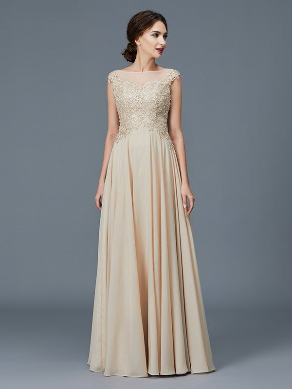 A-Line/Princess Scoop Sleeveless Ruffles Chiffon Floor-Length Mother of the Bride Dresses DFP0007103