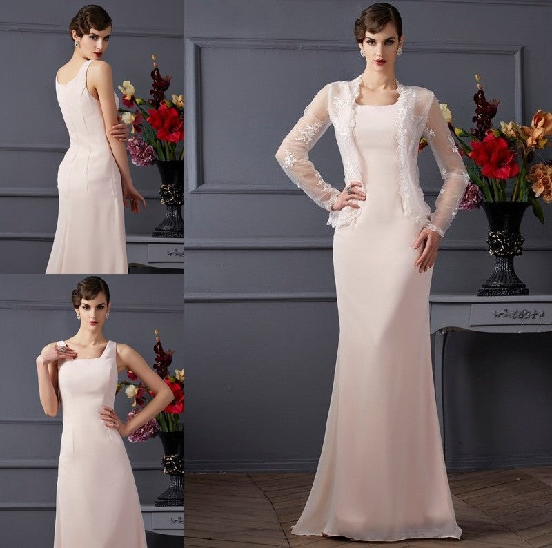 Sheath/Column Square Sleeveless Long Chiffon Mother of the Bride Dresses DFP0007276