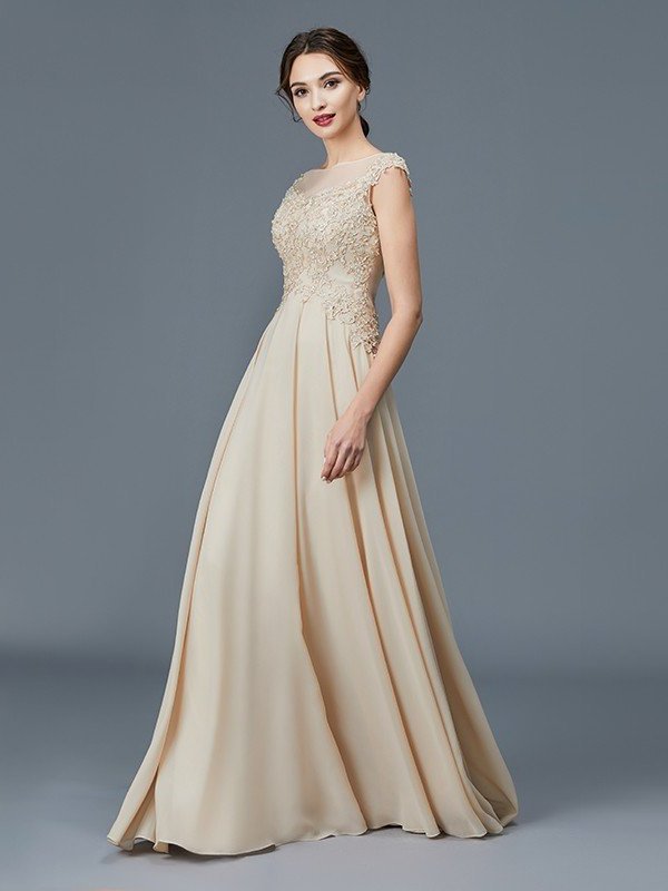 A-Line/Princess Scoop Sleeveless Ruffles Chiffon Floor-Length Mother of the Bride Dresses DFP0007103