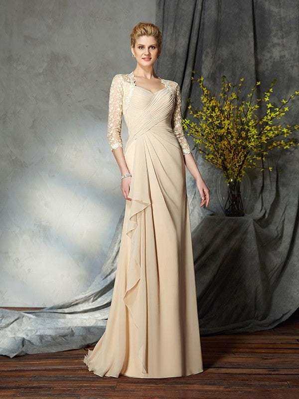 A-Line/Princess Sweetheart Lace 3/4 Sleeves Long Chiffon Mother of the Bride Dresses DFP0007175