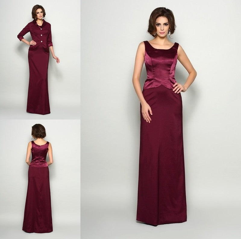 A-Line/Princess Square Sleeveless Long Elastic Woven Satin Mother of the Bride Dresses DFP0007442