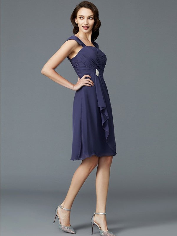 Sheath/Column Straps Chiffon Knee-Length Sleeveless Mother of the Bride Dresses DFP0007367