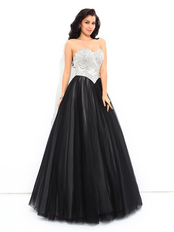 Ball Gown Sweetheart Paillette Sleeveless Long Net Quinceanera Dresses DFP0002917