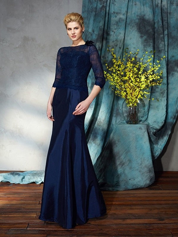 Trumpet/Mermaid Bateau Applique 1/2 Sleeves Long Taffeta Mother of the Bride Dresses DFP0007307