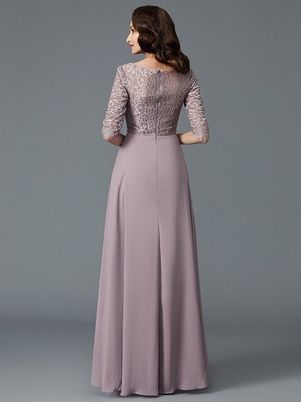 A-Line/Princess 1/2 Sleeves Scoop Asymmetrical Chiffon Mother of the Bride Dresses DFP0007047