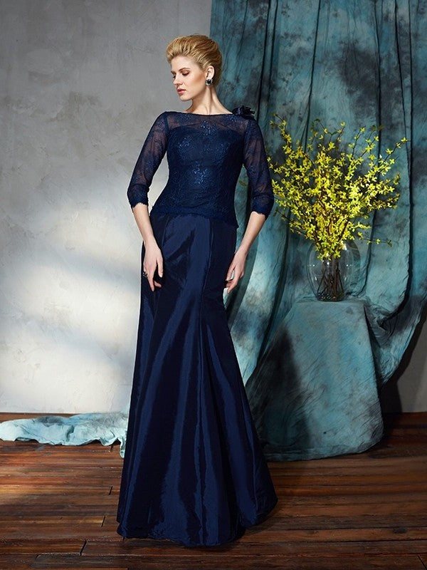 Trumpet/Mermaid Bateau Applique 1/2 Sleeves Long Taffeta Mother of the Bride Dresses DFP0007307