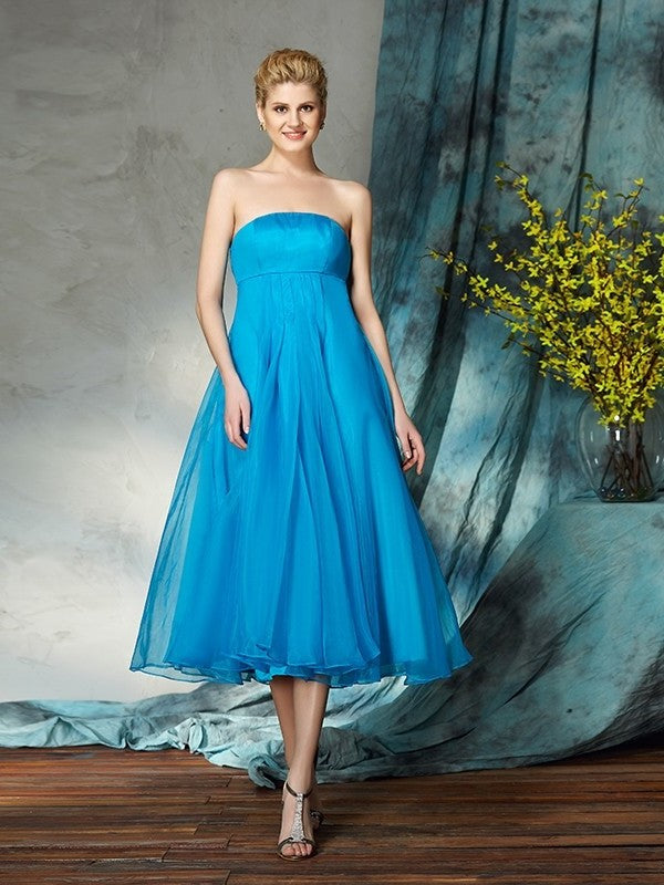 A-Line/Princess Strapless Applique Sleeveless Short Organza Mother of the Bride Dresses DFP0007270