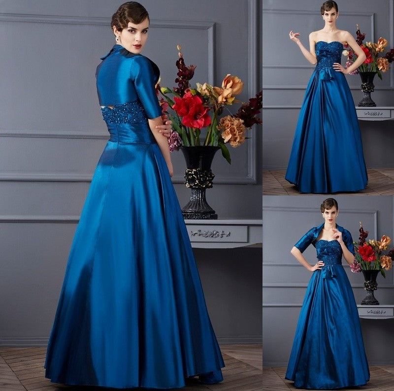 A-Line/Princess Sweetheart Sleeveless Applique Long Taffeta Mother of the Bride Dresses DFP0007448