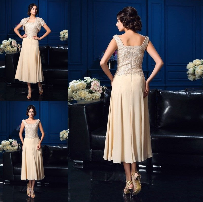 A-Line/Princess Square Applique Sleeveless Short Chiffon Mother of the Bride Dresses DFP0007279